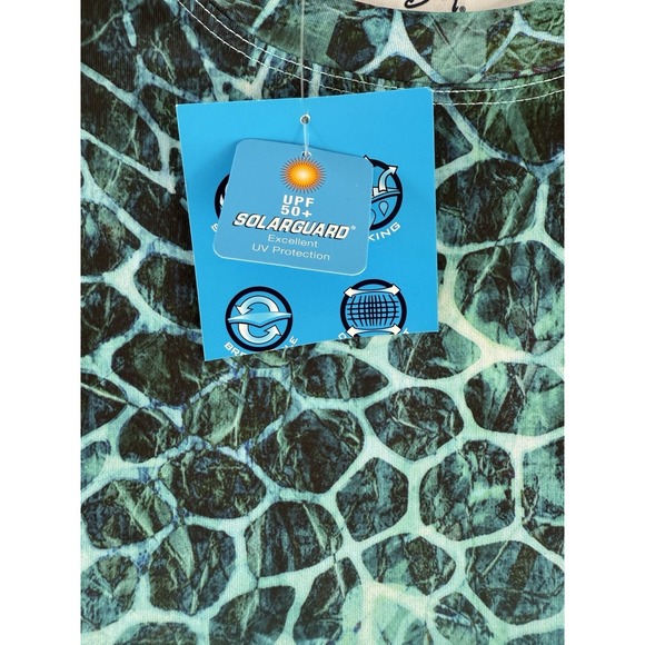Bimini Bay Outfitters Turqoise Shirt  XL Turtle Pattern Fade Fishing NWT - Picture 7 of 10